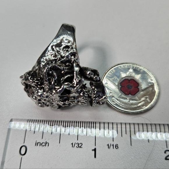 Biker Skull Devil Silver Large Statement Ring Size 11 - Picture 7 of 7